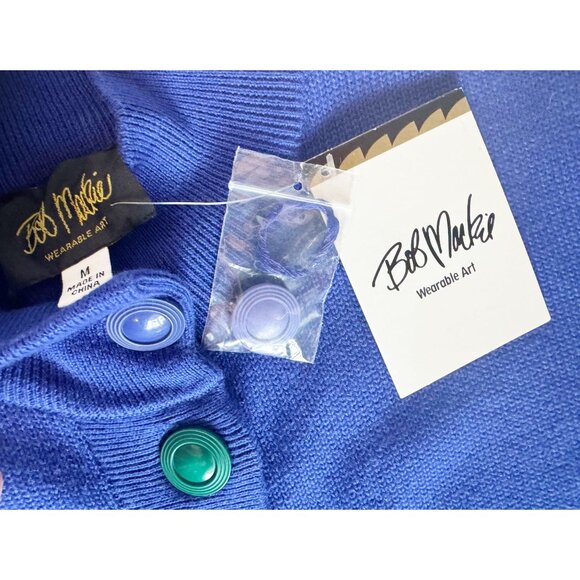 BOB MACKIE Wearable Art Striped Sleeve Tunic Sweater Sz M NWT - Picture 7 of 8